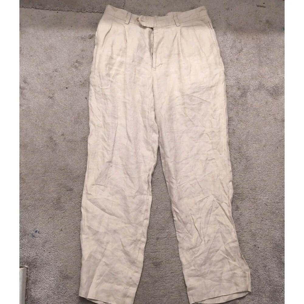 Banana Republic Linen Pants Mens Size 33R Measurements In Pictures Linen